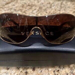Versace Gold and Brown Designer Sunglasses